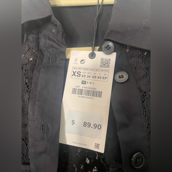 NWT Zara black lace tunic/dress/ cardigan size XS - Picture 6 of 6